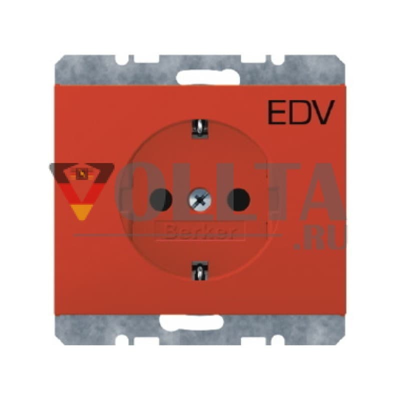 Berker 47157115 K1 SCHUKO-розетка  16А, со штампом EDV (электронная обработка данных) цвет: красный, тон:глянец