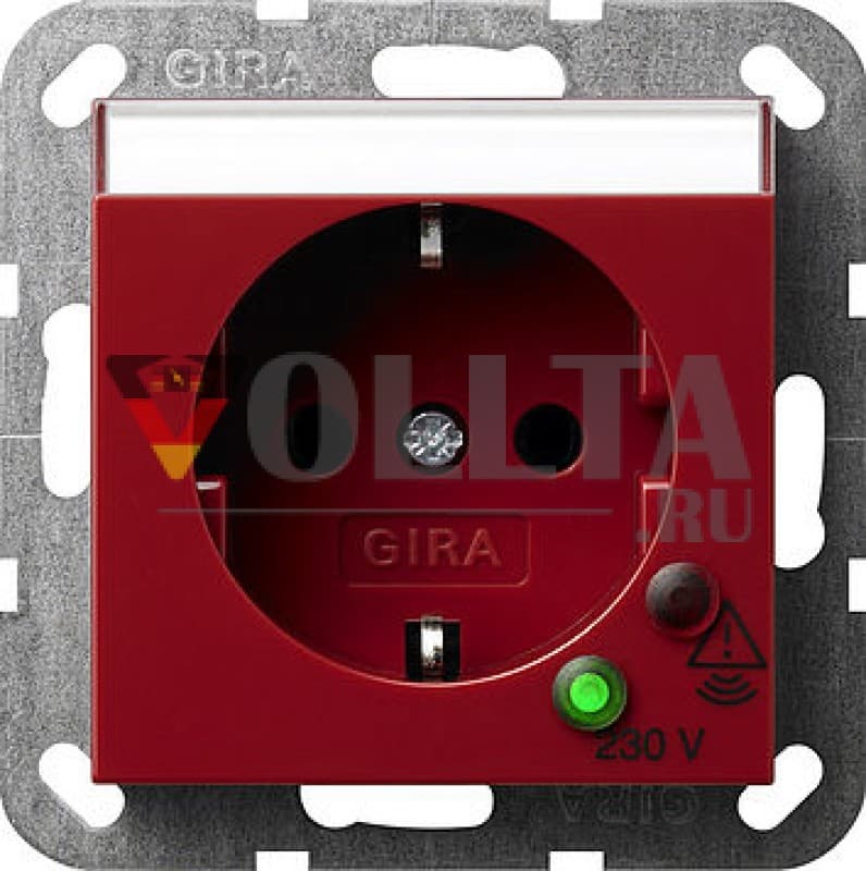 Gira 045102 System55 SCHUKO-розетка  16А, цвет: красный, тон:глянец