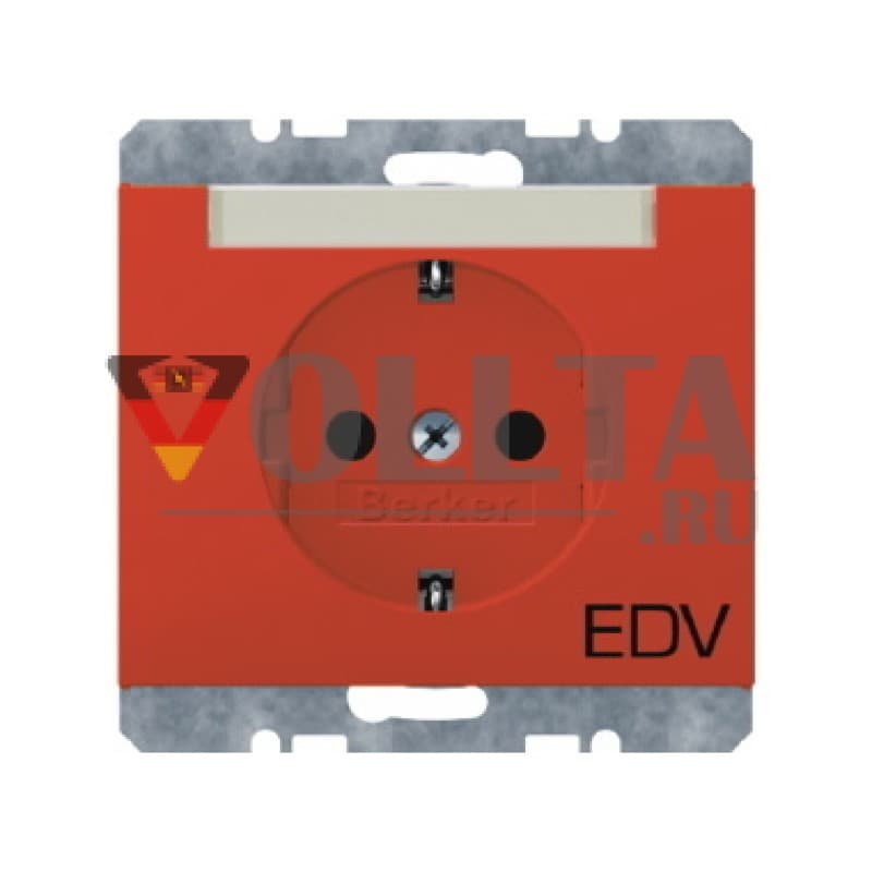 Berker 47397115 K1 SCHUKO-розетка  16А, со штампом EDV (электронная обработка данных) цвет: красный, тон:глянец