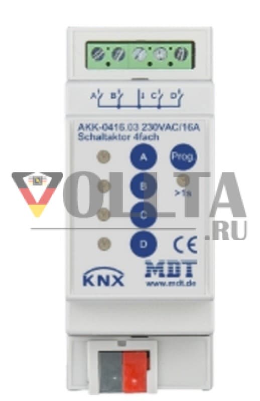 MDT AKK-0416.03 переключатель, KNX четверная REG 16А, 230V Kompakt