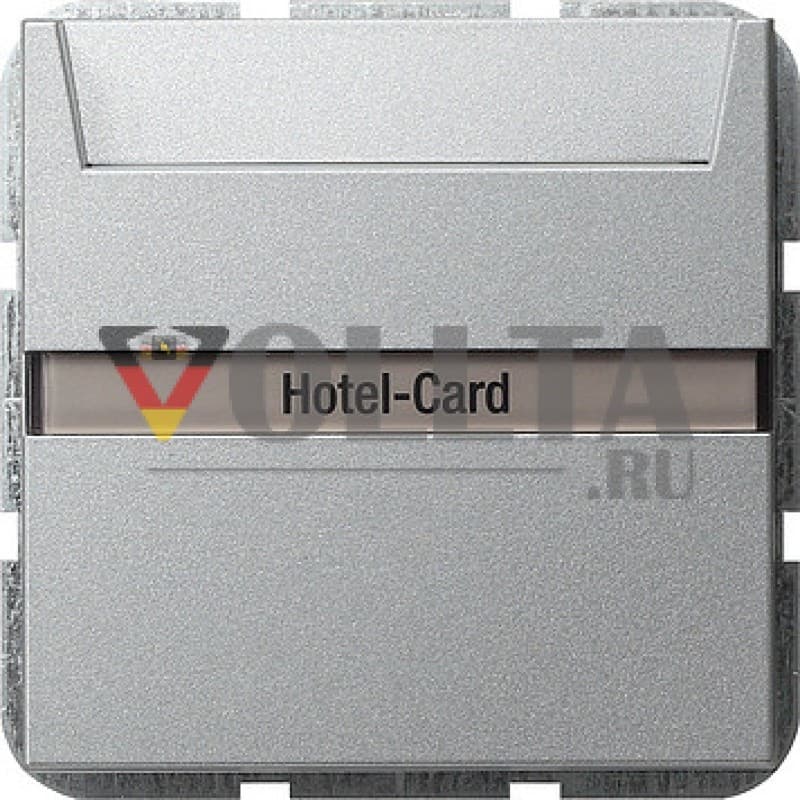 Gira 014026 System55 Выключатель карточный для отелей,клавиша 10А, цвет: алюминевый