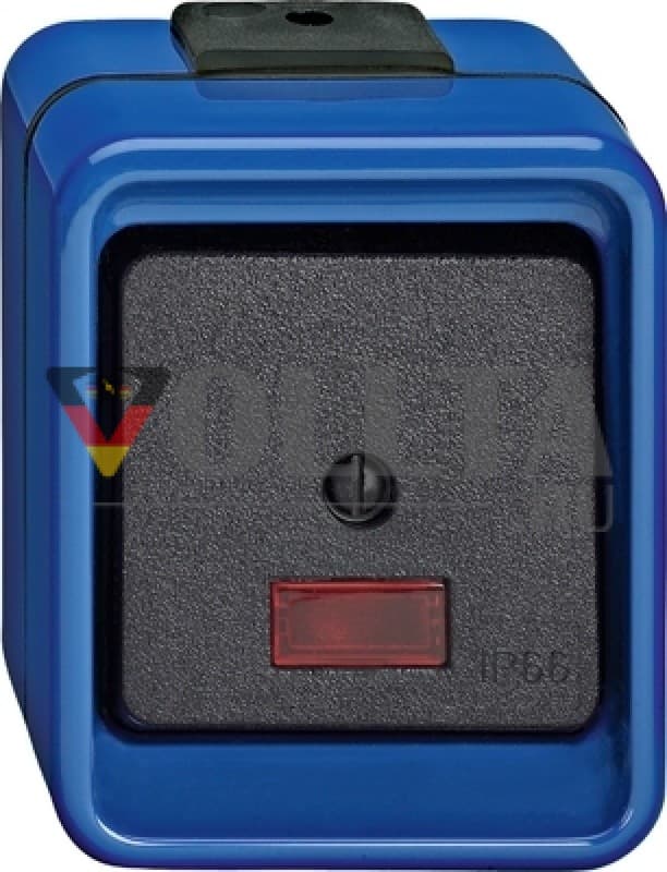 Merten 375998 Ударопрочный Выключатель кнопочный 10А, 1полюсный переключатель, цвет: голубой, тон: матовый